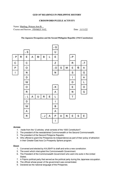 philippine municipality crossword
